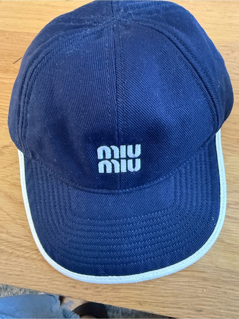 Miu Miu Navy Baseball Cap with White Trim, new with tags